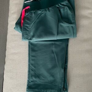 FIGS Yola Skinny Jogger Pants with Neon Pink Drawstring